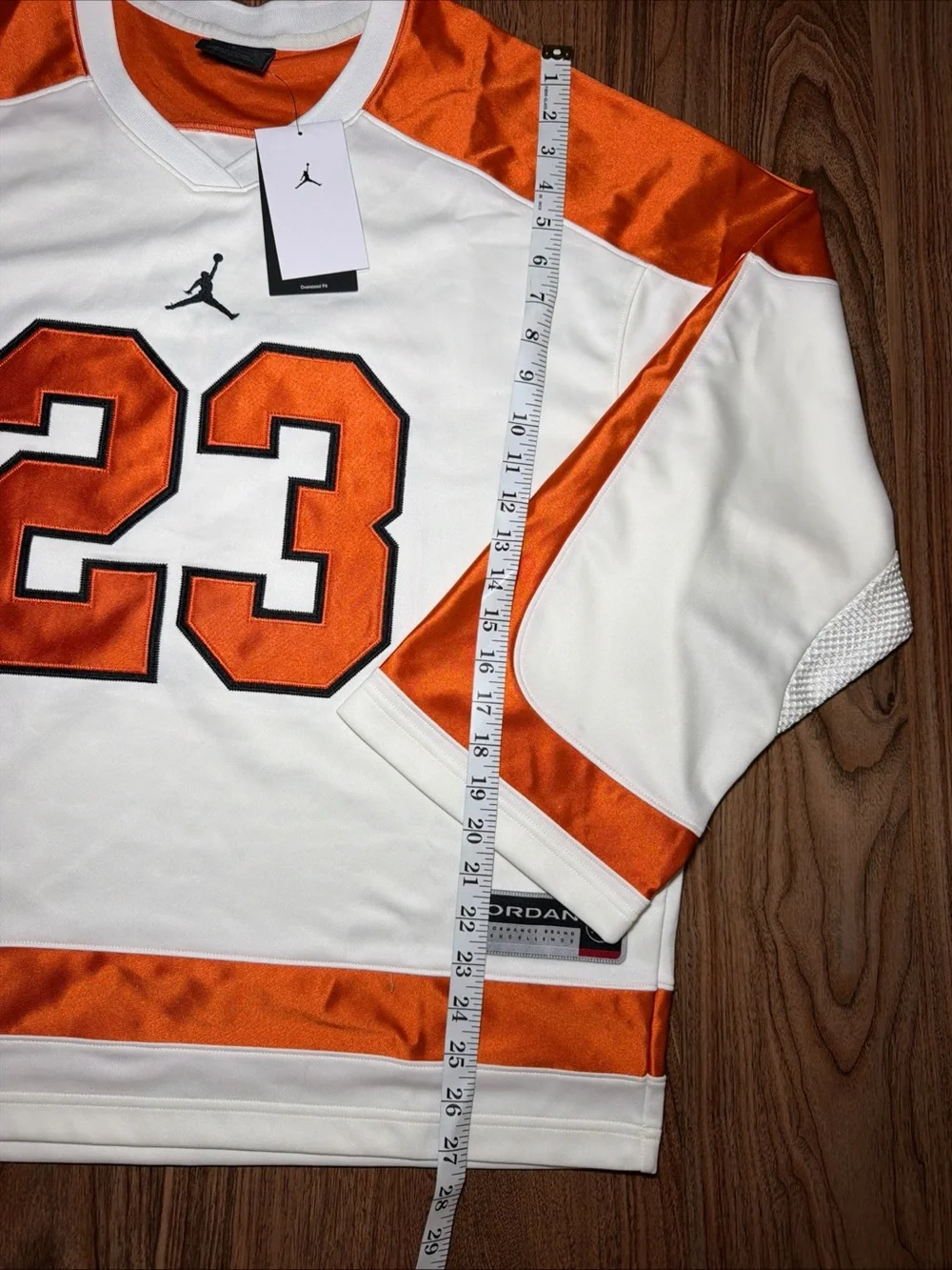 Men's Jordan Brooklyn Collegiate Hockey Jersey White Orange HV0109-133 Size L